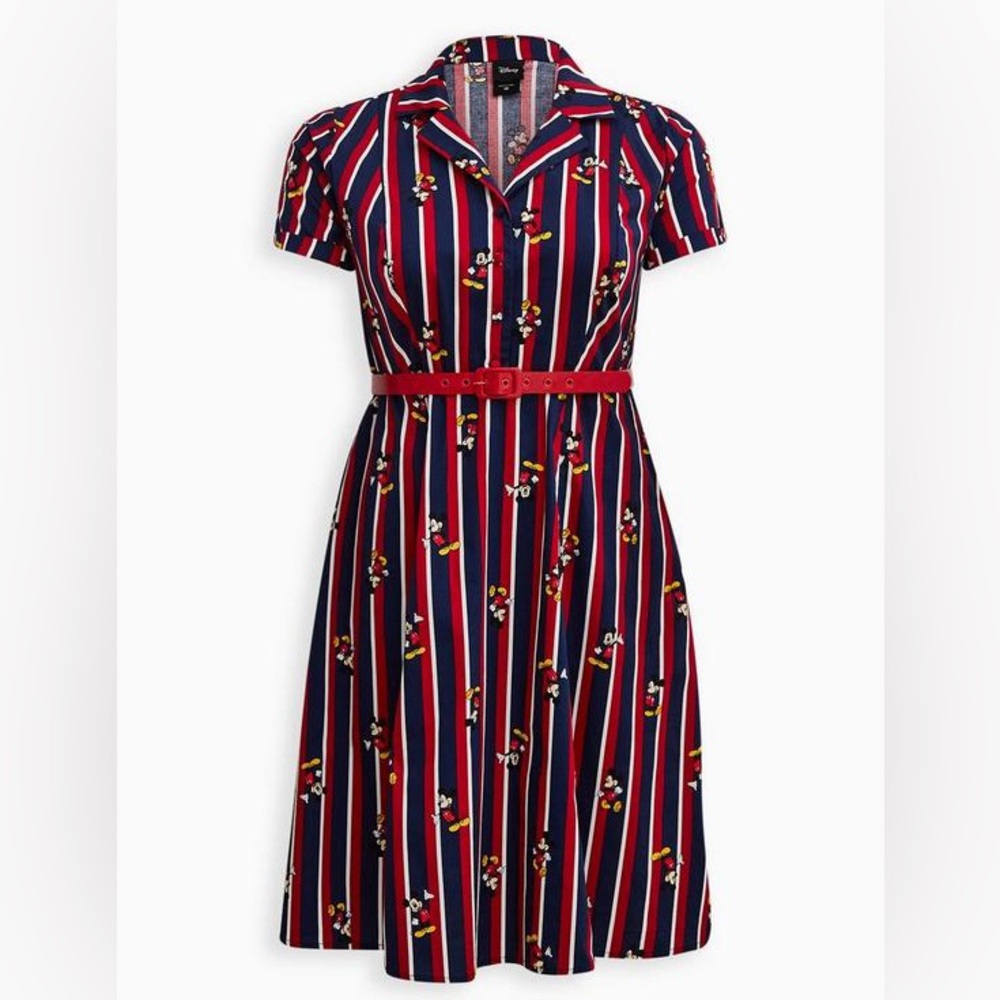 Disney Women's Mickey Mouse Striped Midi Dress